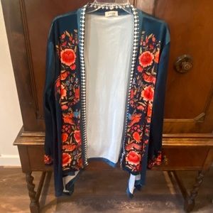 Womens printed velvet kimono